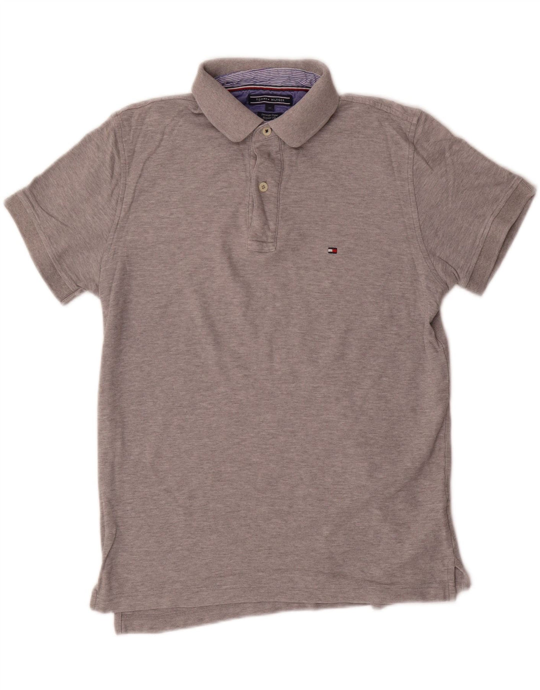 TOMMY HILFIGER Mens Regular Fit Polo Shirt Medium Grey Cotton