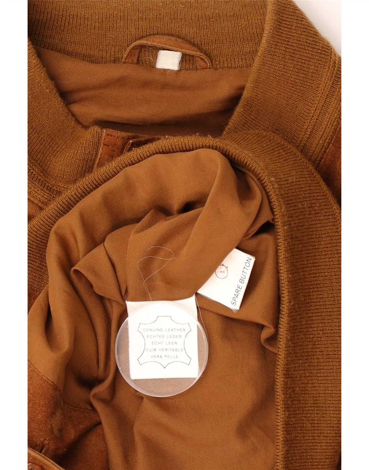 Vintage Mens Suede Bomber Jacket UK 40 Large Brown Leather
