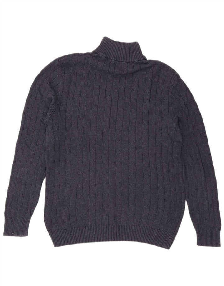 White Stuff Mens Zip Neck Jumper Sweater Medium Navy Blue Cotton