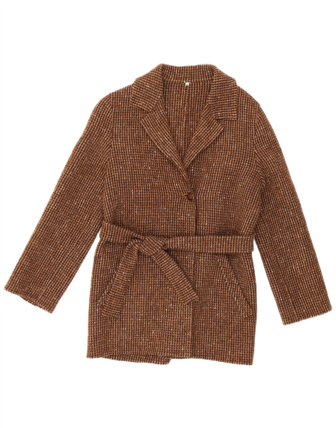 Vintage mujer 1 botón Blazer chaqueta IT 44 marrón medio moteado