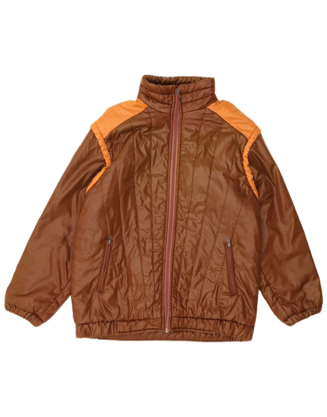 VINTAGE Mens Padded Jacket UK 38 Medium Brown Colourblock