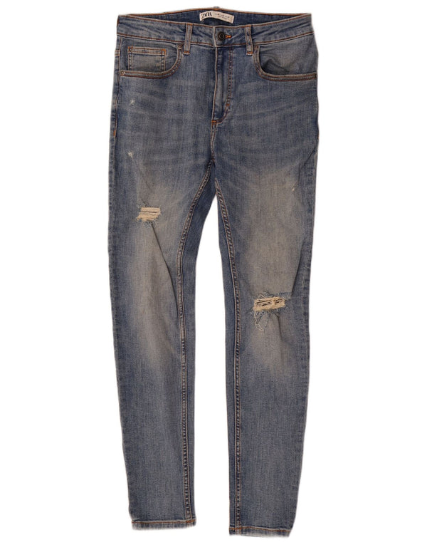 Blugi skinny distressed pentru bărbați Zara EU 40 Medium L31 L29 Bumbac albastru