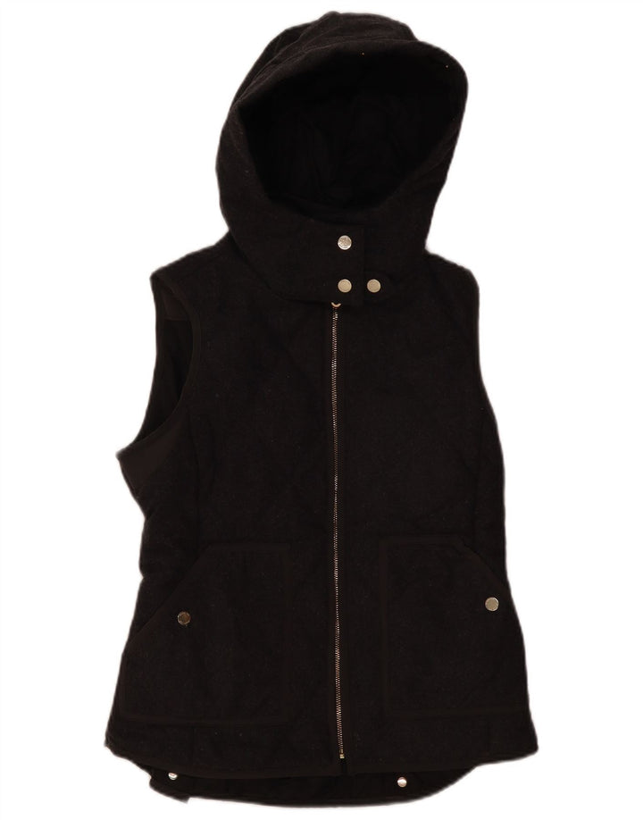 Massimo Dutti Womens Hooded Quilted Gilet UK 12 Medium Grey Polyester