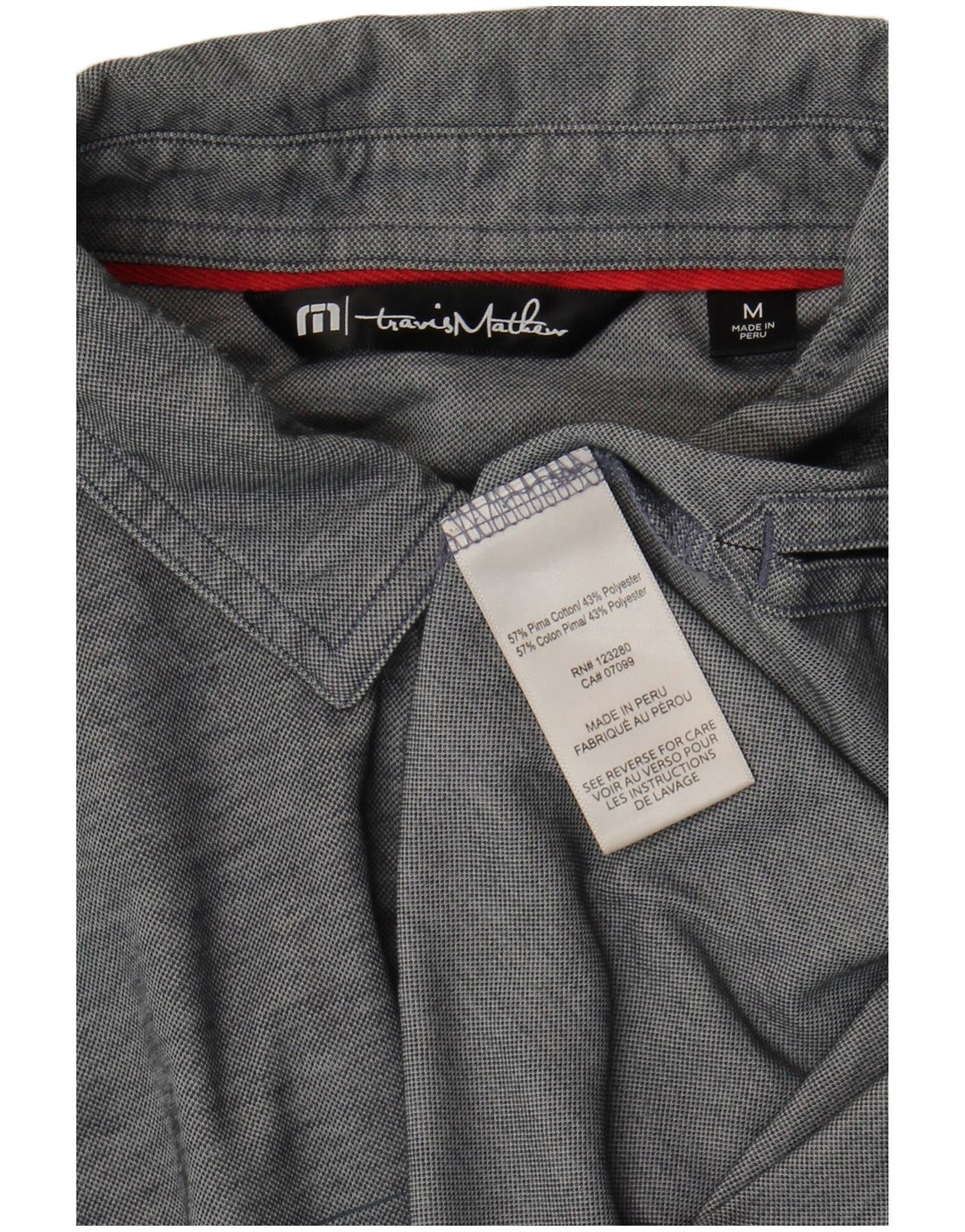 Travis Mathew Mens Polo Shirt Medium Grey Striped Cotton