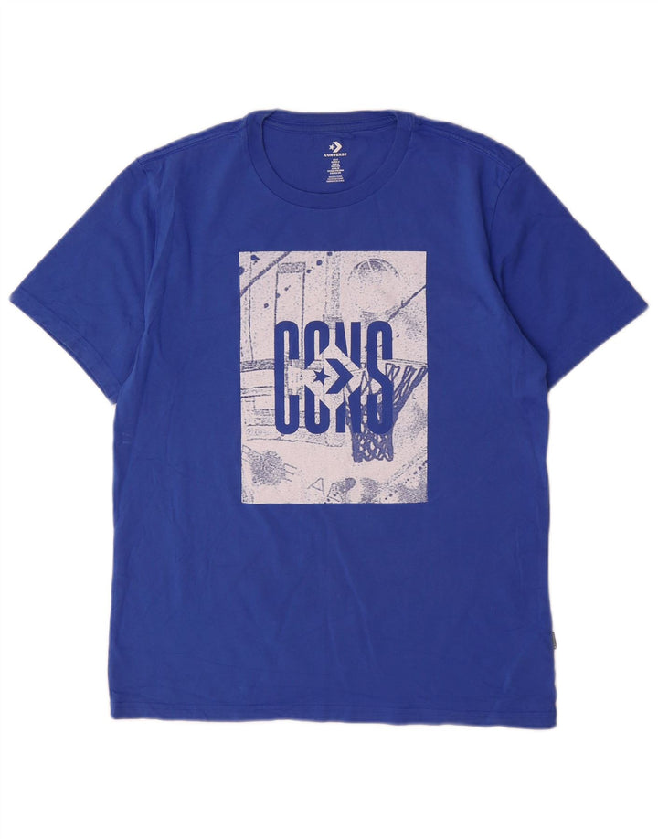 CONVERSE Mens Graphic T-Shirt Top Small Blue Cotton