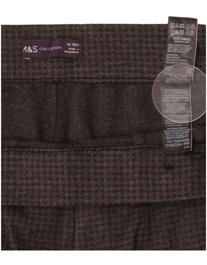 Marks & Spencer Pantalon Femme UK 14 Large W32 L28 Gris Pied-de-Poule