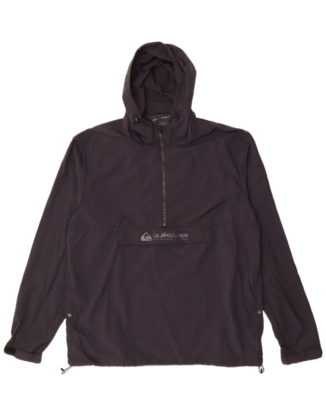 Quiksilver Herre Grafisk Pullover Regnjakke UK 42 XL Sort Nylon