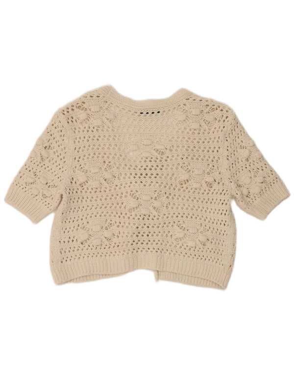 Zara - Cárdigan corto de manga corta para mujer, talla 40, talla mediana, color blanco floral