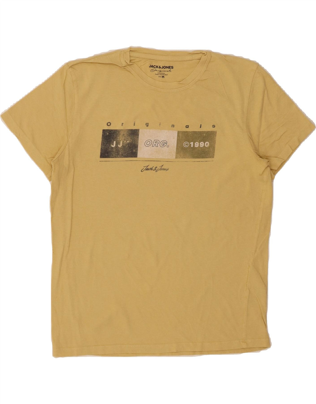 JACK & JONES Mens Graphic T-Shirt Top Medium Yellow Cotton Vintage Jack & Jones and Second-Hand Jack & Jones from Messina Hembry 