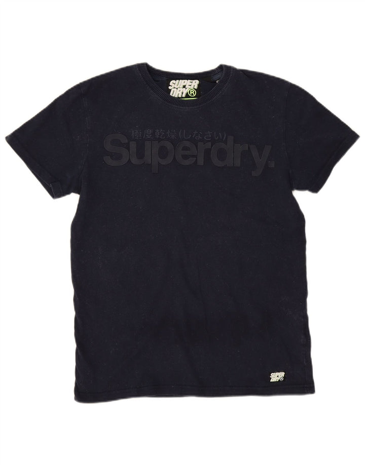 Superdry Mens Graphic T-Shirt Top Medium Navy Blue Cotton