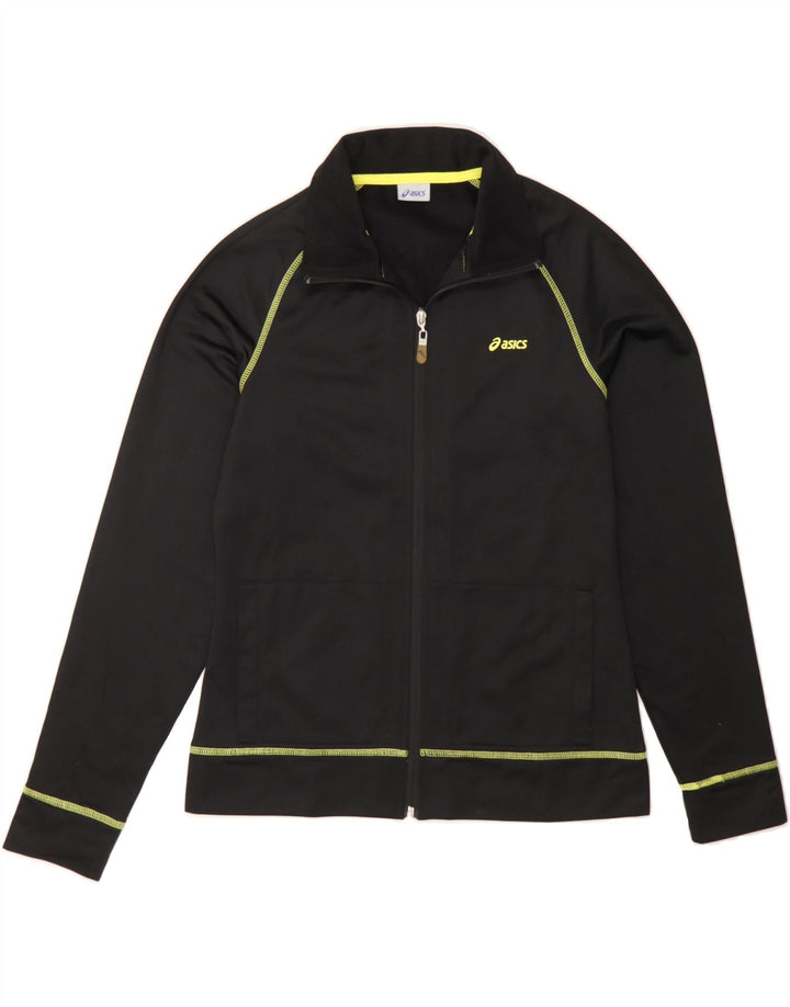 ASICS Womens Tracksuit Top Jacket UK 10 Small Black Polyester Vintage Asics and Second-Hand Asics from Messina Hembry 