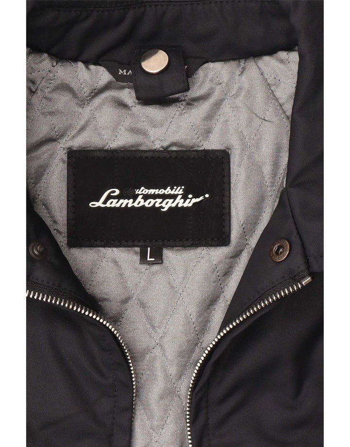Lamborghini Chaqueta acolchada gráfica para hombre UK 40 Large Poliamida negra