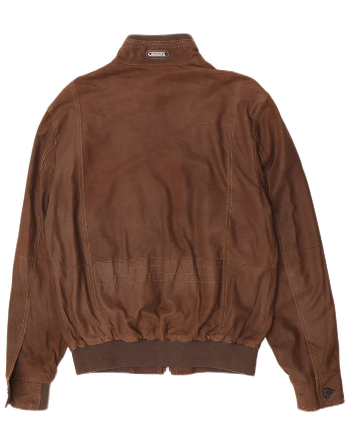 Milestone Mens Leather Jacket UK 38 Medium Brown