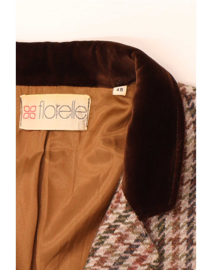 Jaqueta blazer feminina vintage com 5 botões IT 46 grande houndstooth multicolorido