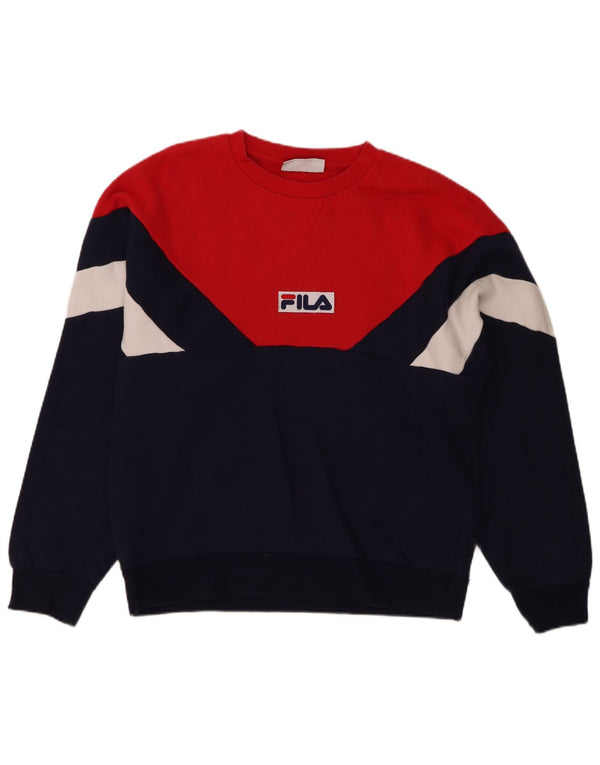 Ανδρικό γραφικό φούτερ Fila Jumper XL Navy Blue Colourblock Βαμβακερό