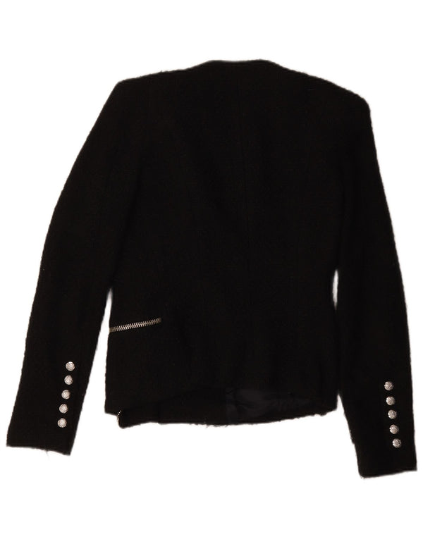 Giacca blazer militare con zip intera da donna Zara UK 10 piccola in acrilico nero