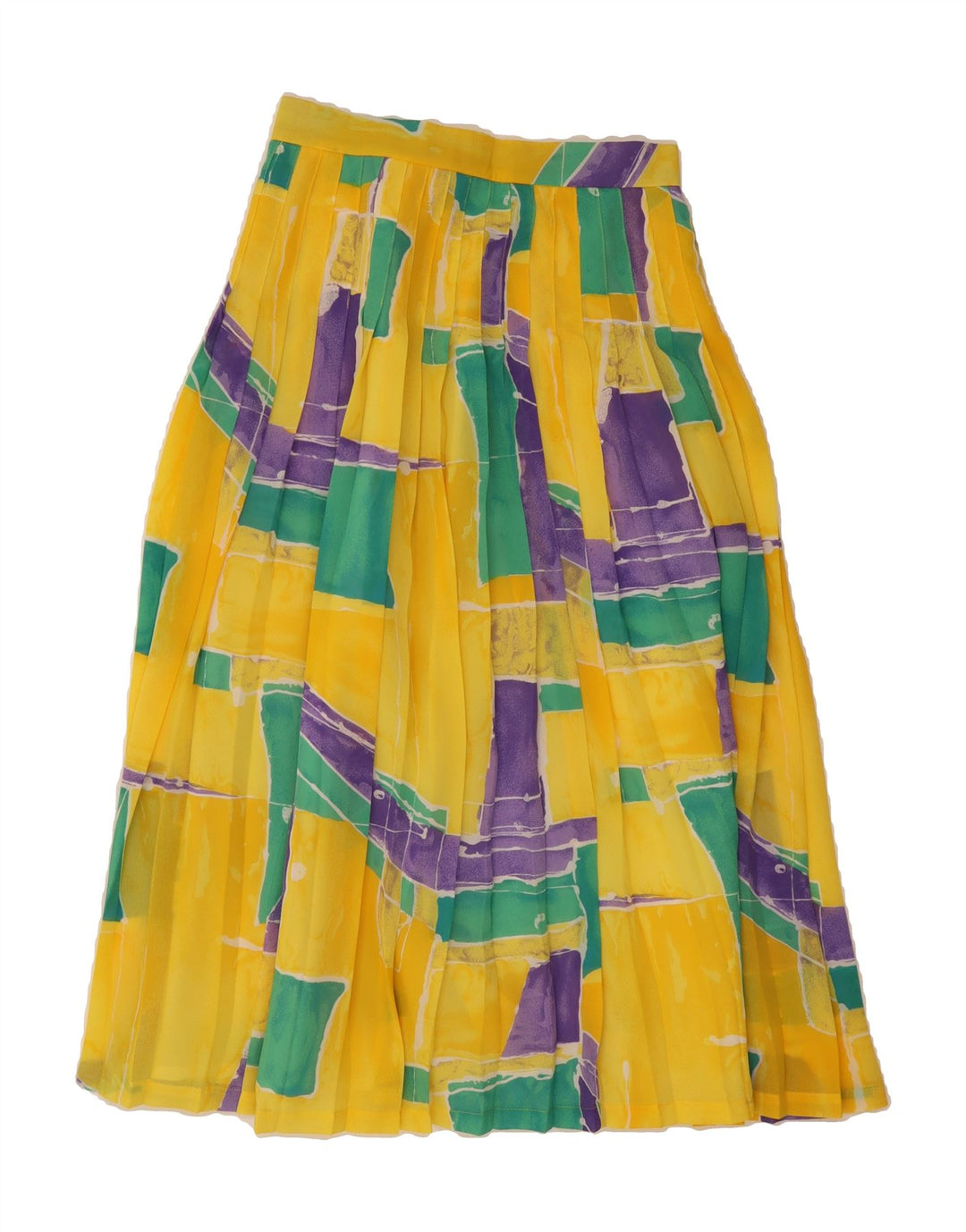 JAQUES VERT Womens A-Line Skirt UK 12 Medium W28  Yellow Colourblock Vintage Jaques Vert and Second-Hand Jaques Vert from Messina Hembry 