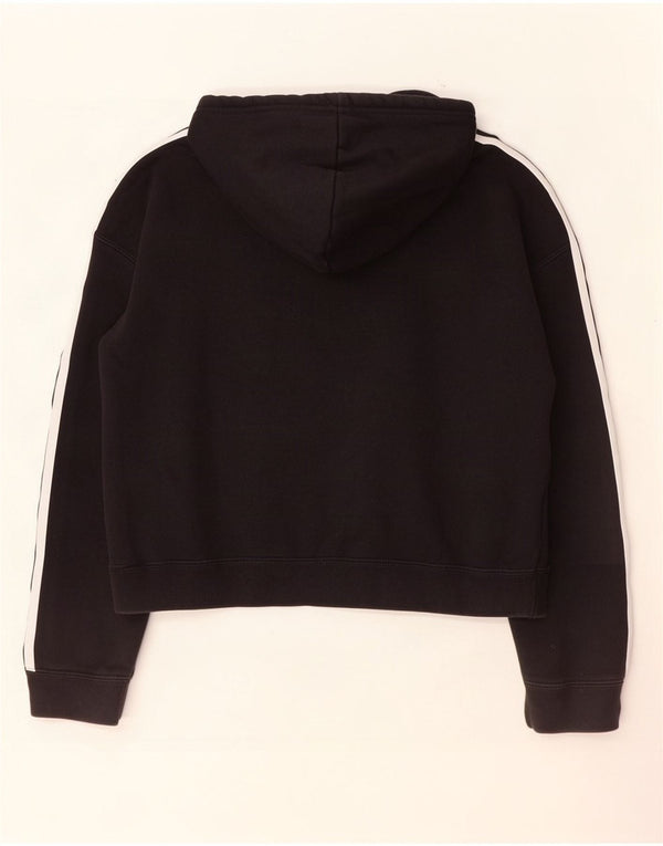 Adidas Womens Crop Oversized Hoodie Jumper UK 8 Small Black Cotton