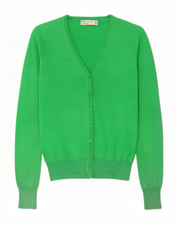 Женский кардиган Zara UK 10, маленький зеленый хлопковый свитер