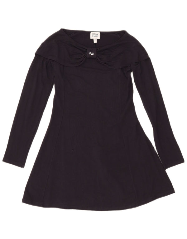Abito a trapezio a maniche lunghe per bambina Armani Junior 9-10 anni in viscosa blu navy