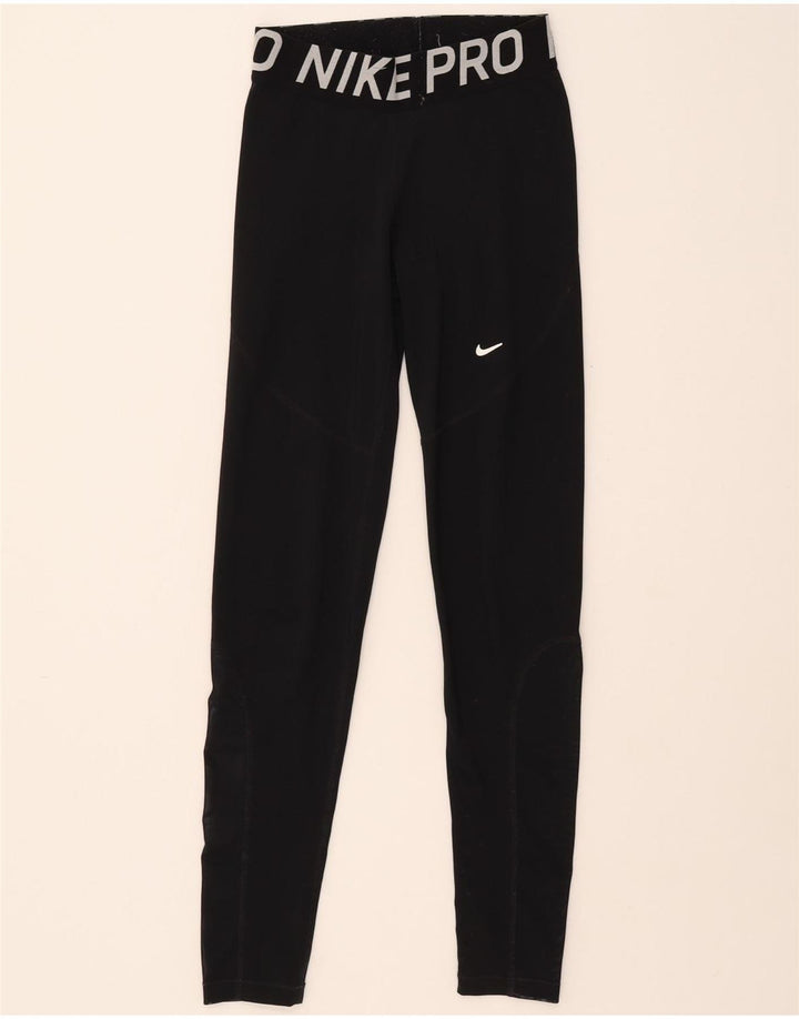 NIKE Womens Dri Fit Graphic Leggings UK 8 Small  Black Vintage Nike and Second-Hand Nike from Messina Hembry 