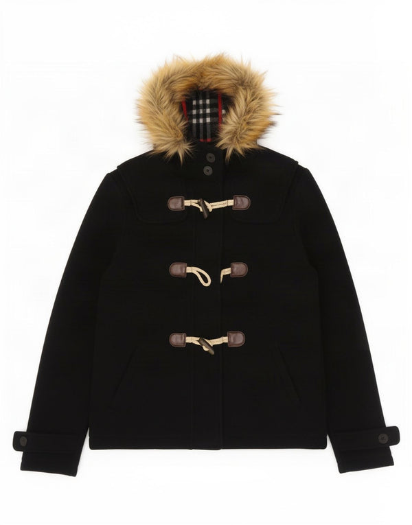 Fat Face Womens Hooded Duffle Jacket UK 10 Small Navy Blue Wool