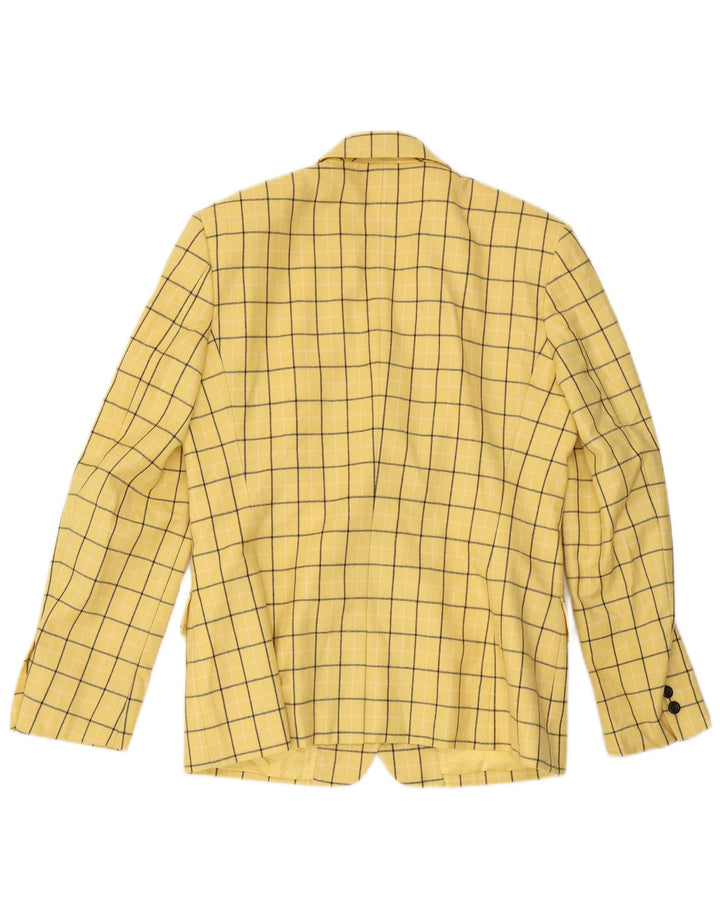 Oliver By Valentino Womens 3 Button Blazer Jacket IT 46 Large Yellow Check