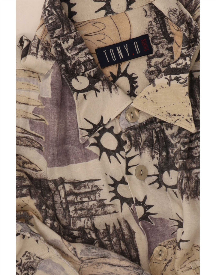 Tony. D Chemise à manches courtes pour hommes XL Beige Géométrique