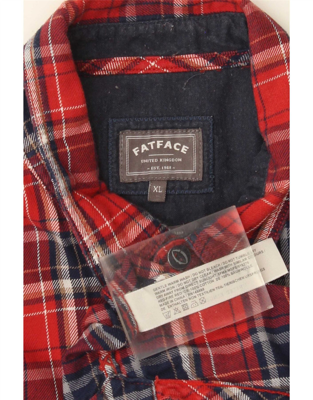 Fat Face Chemise Flanelle Homme XL Rouge Carreaux Coton