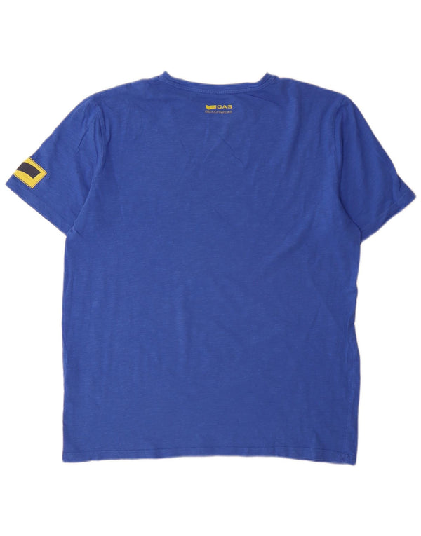 T-shirt męski Gas, 2XL, niebieska bawełniana w plamki