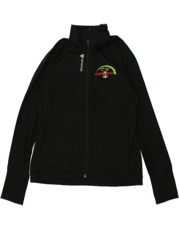 REEBOK Mens Graphic Tracksuit Top Jacket Large Black Polyester Vintage Reebok and Second-Hand Reebok from Messina Hembry 