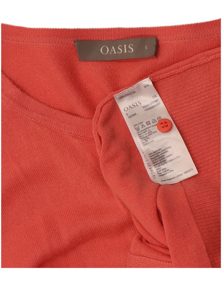 Oasis Womens Cardigan Sweater UK 10 Small Pink Cotton