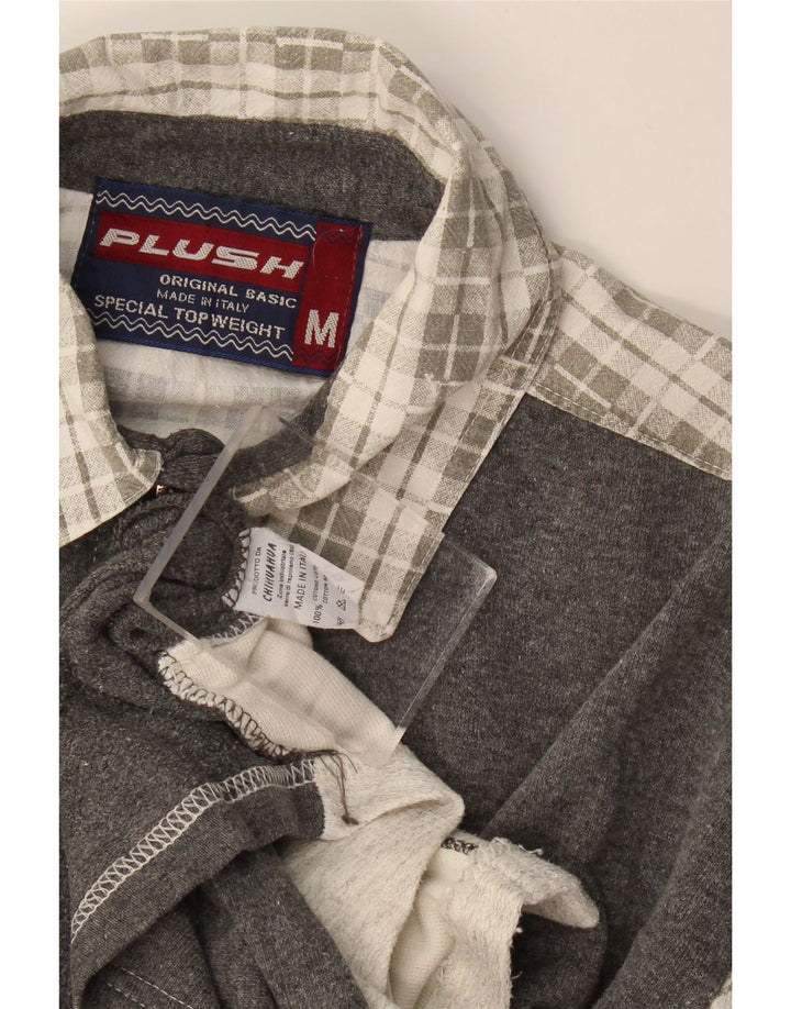 Vintage Herren-Flanellhemd mit grafischem Muster, mittelgraue Karo-Baumwolle