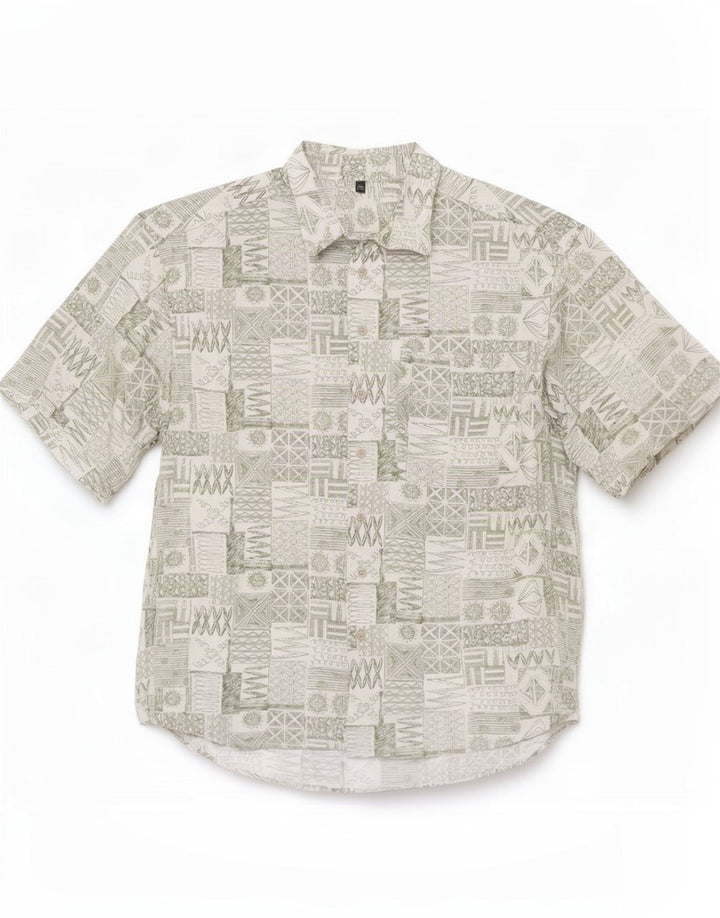 Club D'Amingo Mens Short Sleeve Shirt Size 41/42 Large Green Patchwork