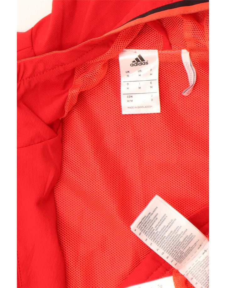 Adidas Mens Climacool Graphic Hooded Rain Jacket UK 38 Medium Red Polyester