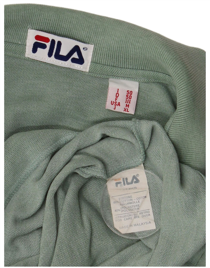 Polo da uomo Fila in cotone verde medio