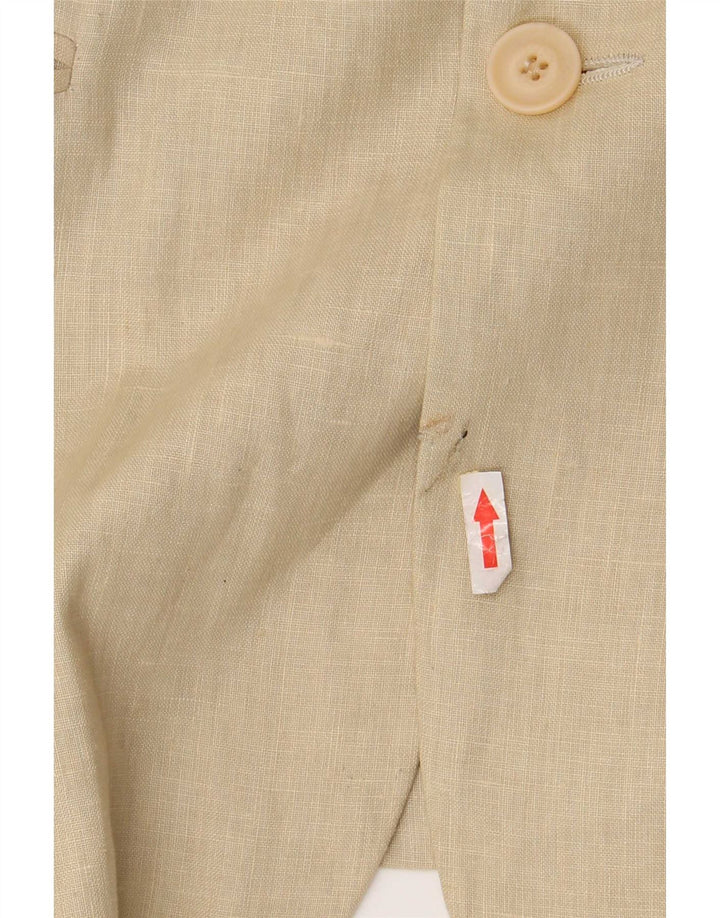 Jaqueta blazer masculina vintage com 3 botões UK 38 linho bege médio