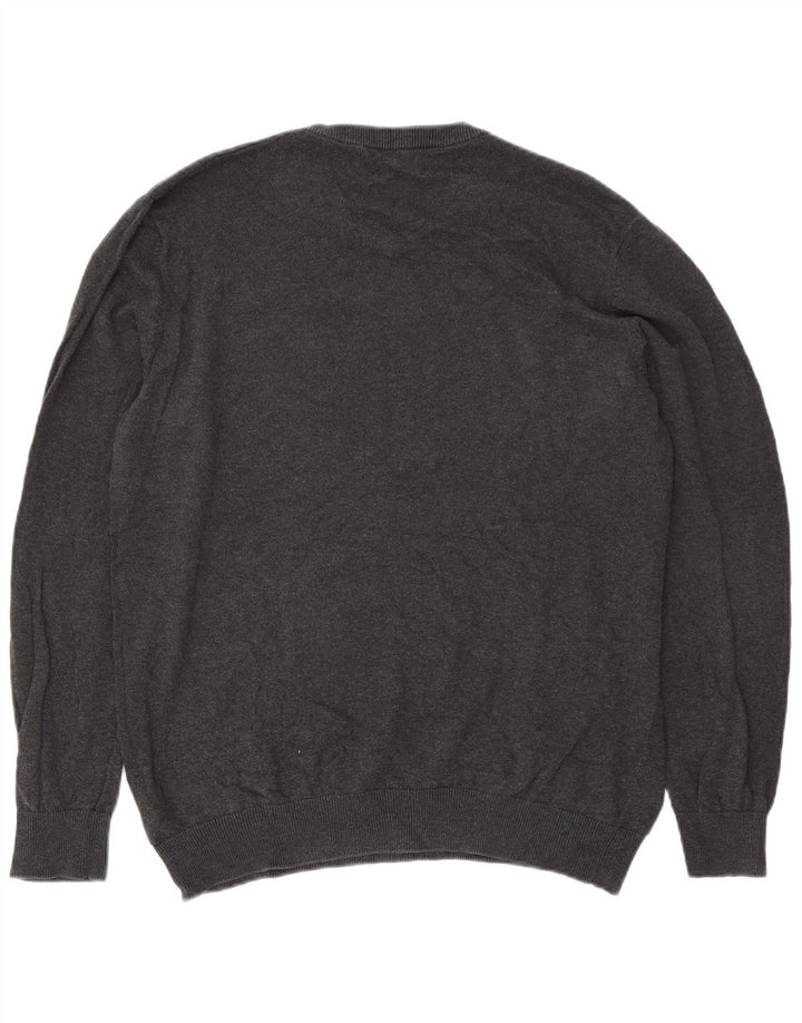 Jack & Jones Mens V-Neck Jumper Sweater XL Grey Cotton