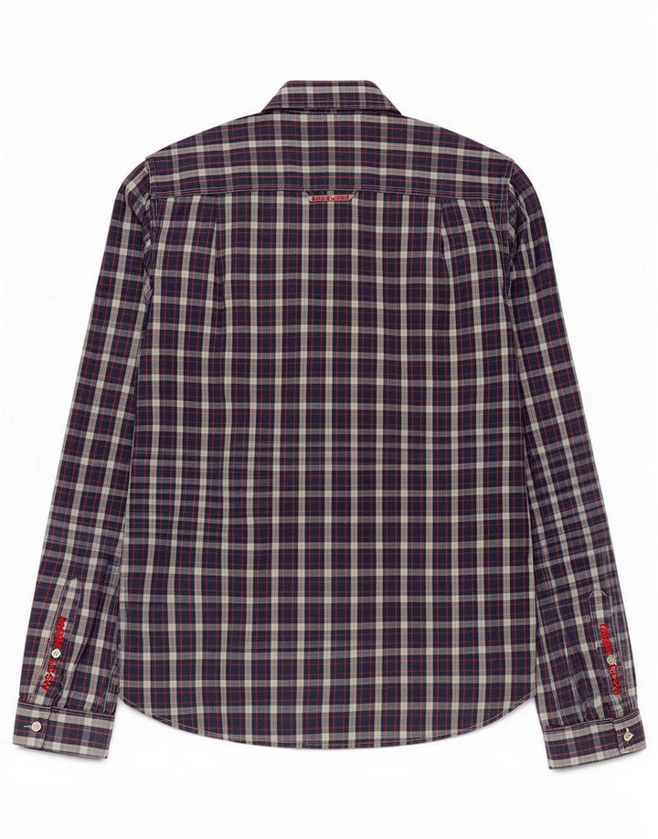 Superdry Mens Shirt Medium Navy Blue Check Cotton