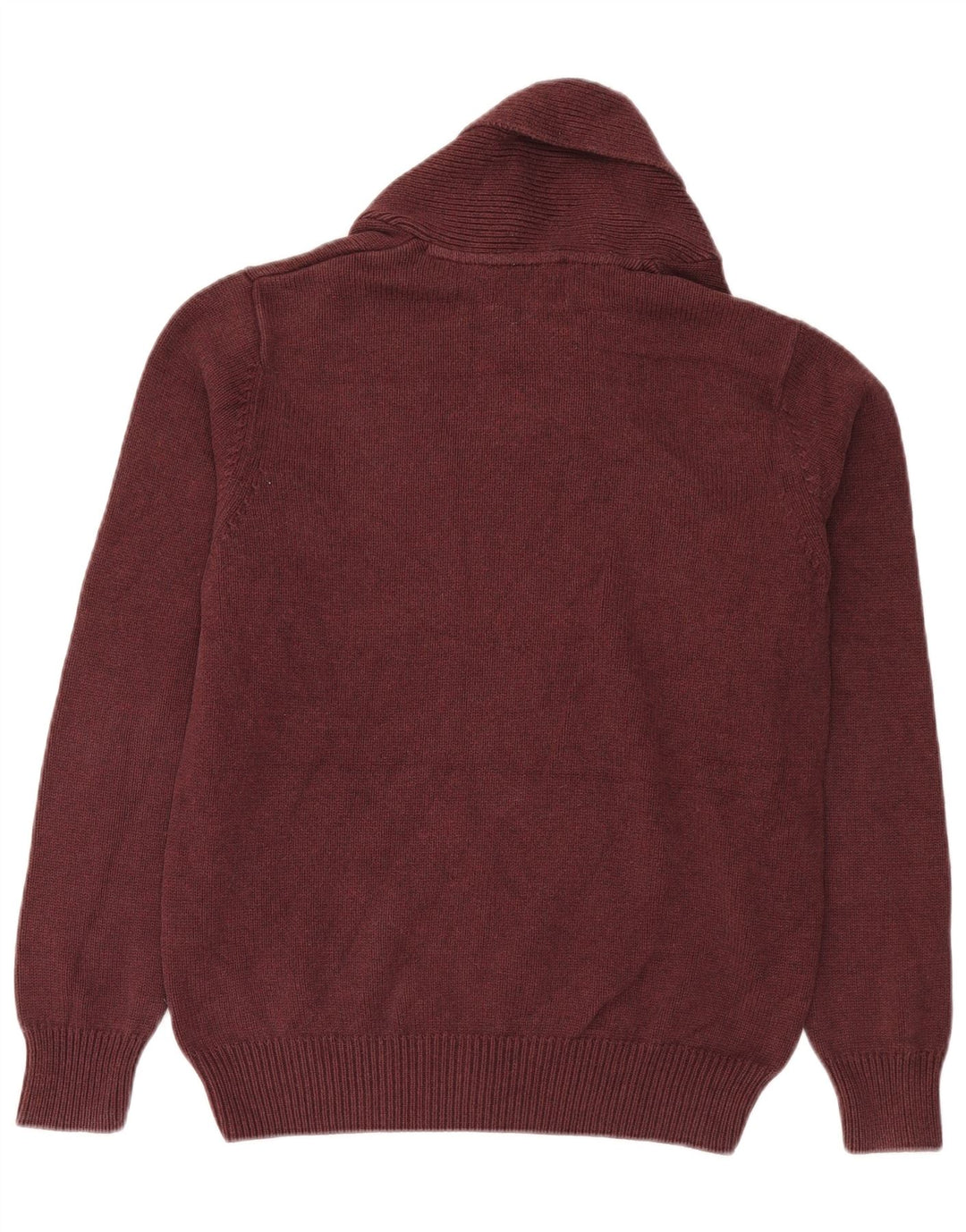 Marks & Spencer Mens Shawl Neck Jumper Sweater Medium Burgundy Cotton