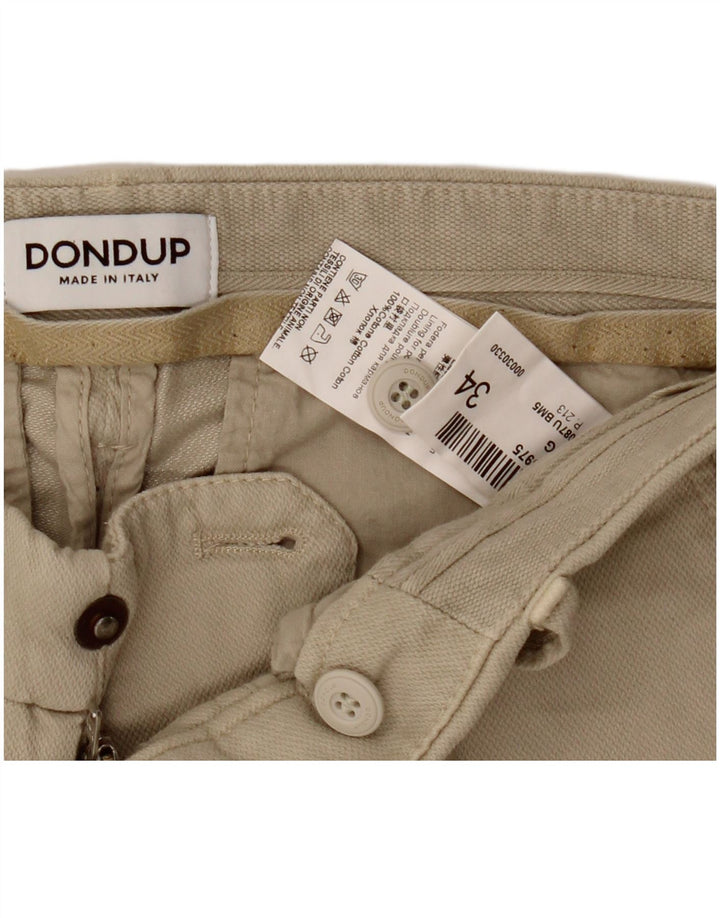 Dondup Mens Slim Chino Trousers W34 L33 Beige Modal