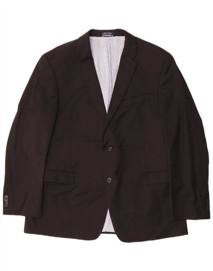 Jaqueta blazer masculina Tommy Hilfiger com 2 botões Reino Unido 44 2XL lã preta