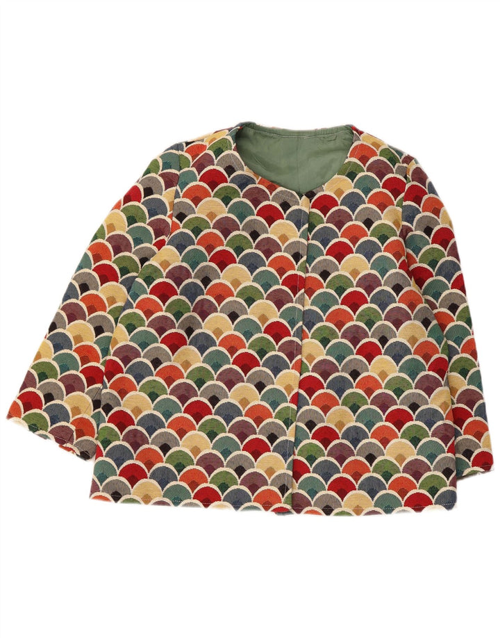 Vintage dame 3/4-ærmet blazerjakke UK 12 Medium Flerfarvet