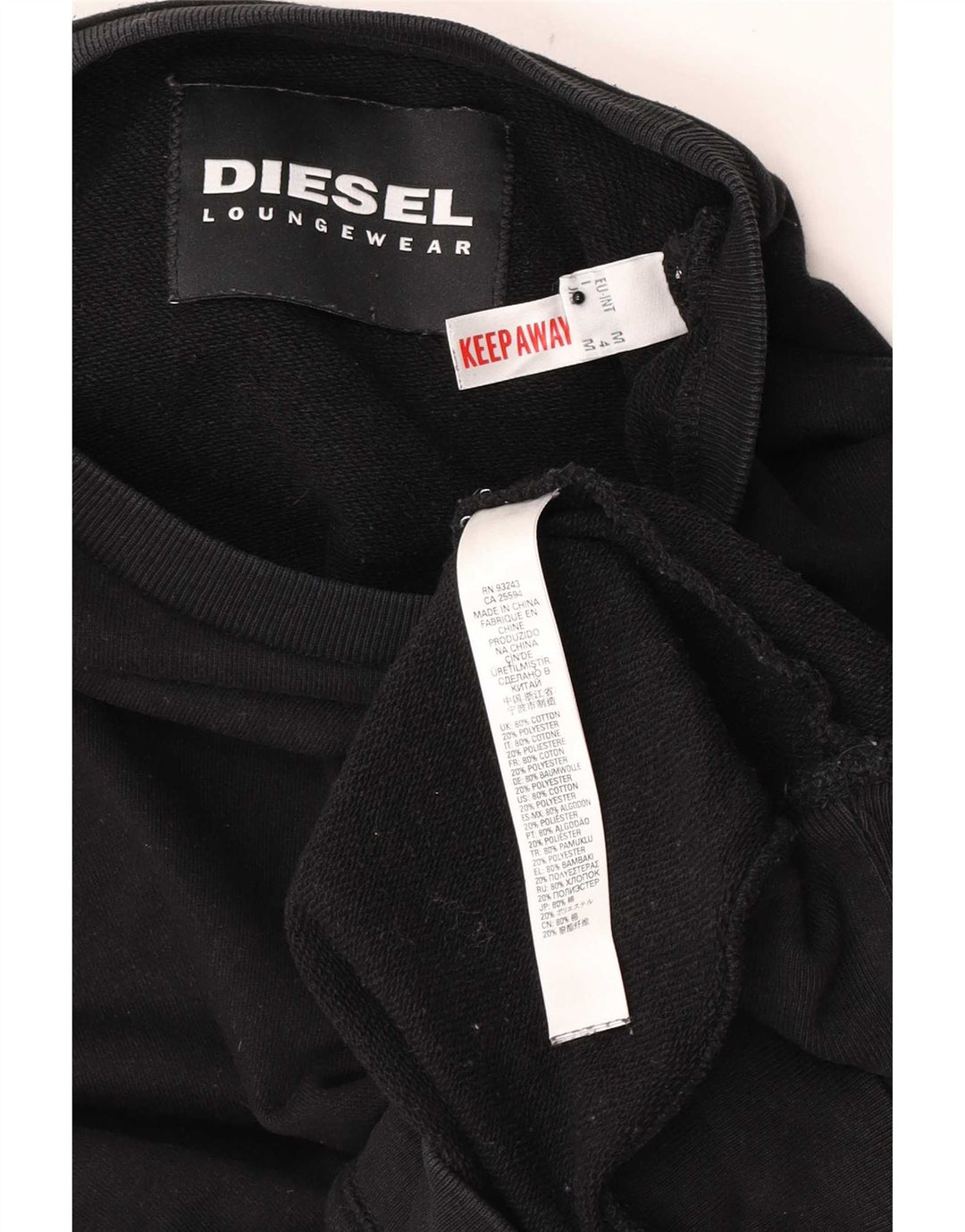 Diesel Womens Graphic Sweatshirt Jumper UK 14 Medium Black Cotton