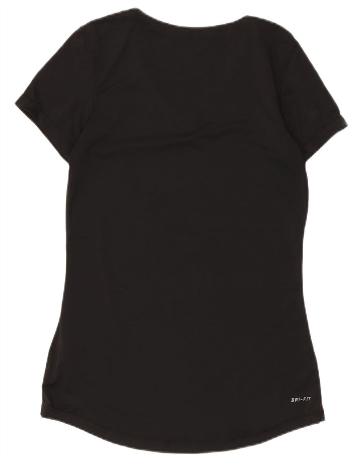 Nike Womens Dri Fit T-Shirt Top UK 12 Medium Black Polyester