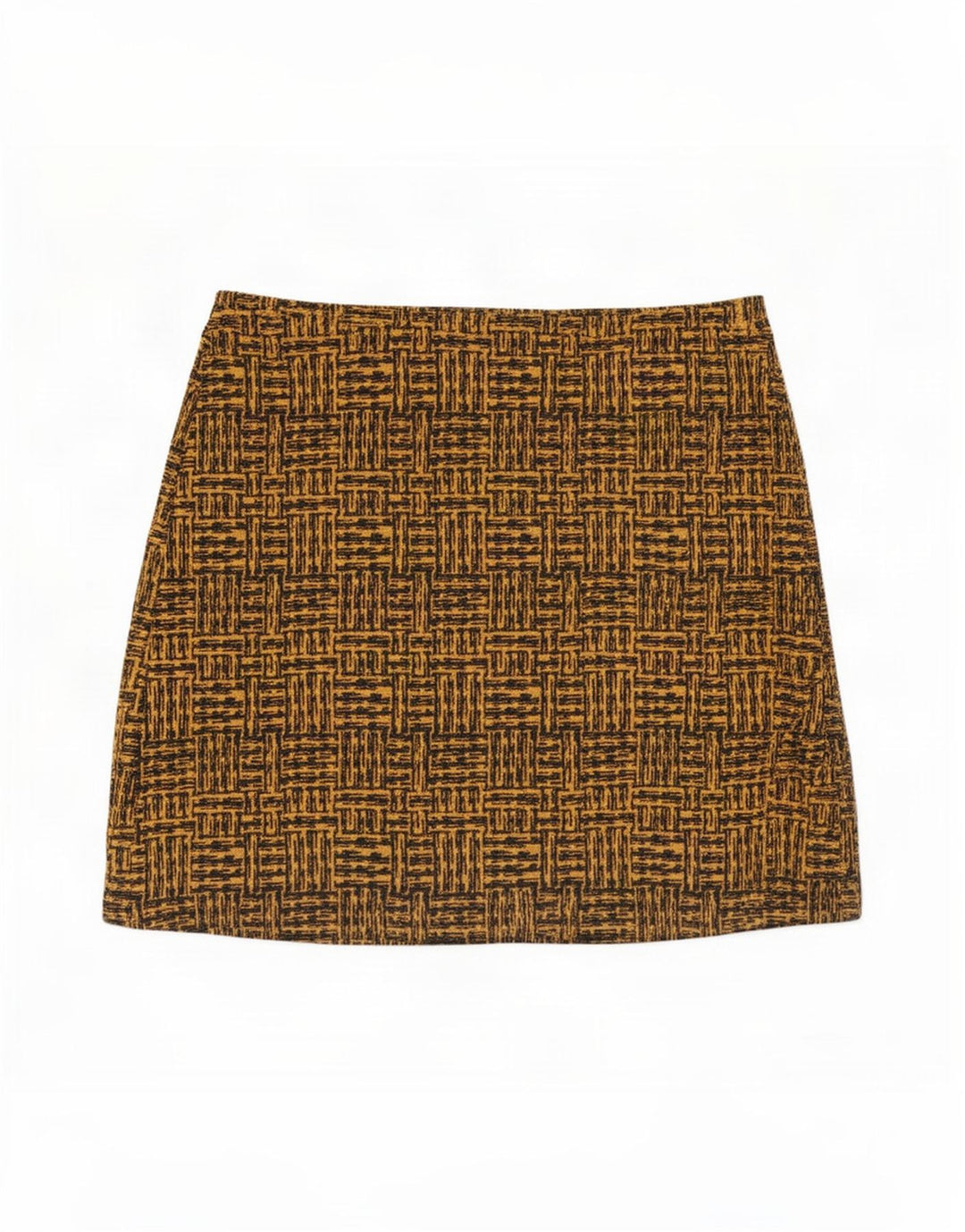 Marks & Spencer Womens Mini Skirt UK 14 Large W36 Brown Geometric Polyester