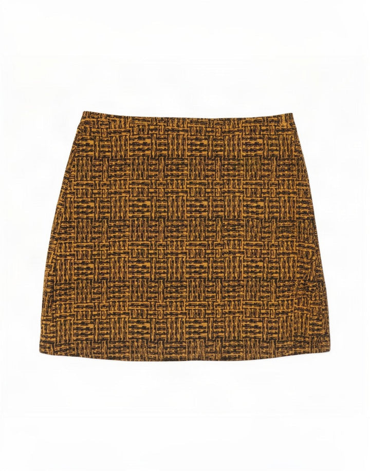 Marks & Spencer Womens Mini Skirt UK 14 Large W36 Brown Geometric Polyester