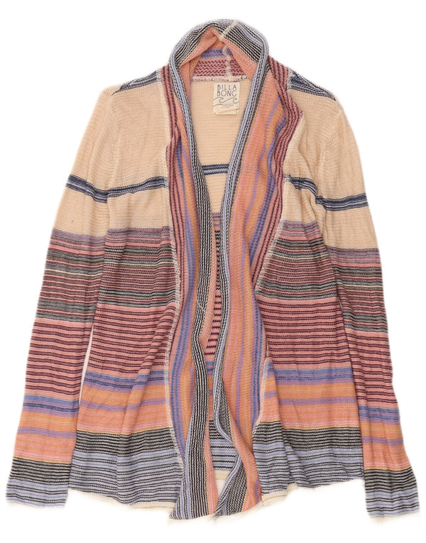 Billabong Womens Open Cardigan Sweater UK 10 Small Flerfarvet Stribet
