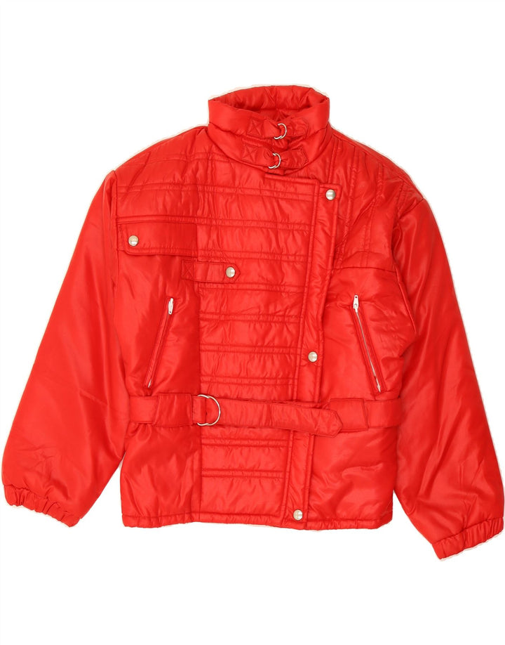 VINTAGE Womens Loose Fit Padded Jacket UK 14 Medium Red Vintage Vintage and Second-Hand Vintage from Messina Hembry 