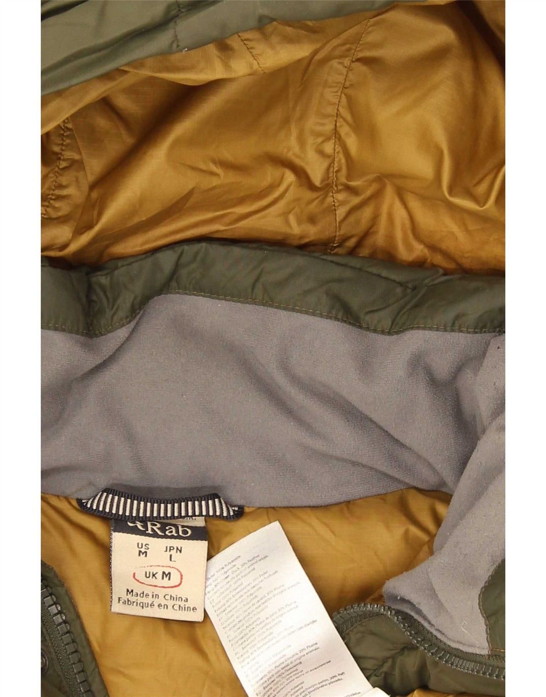 Rab Mens Hooded Jacket UK 38 Medium Khaki Polyamide